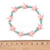 Synthetic Turquoise & Brass Beads Stretch Bracelets for Women BJEW-JB13877-02-4