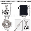 DIY 316 Surgical Stainless Steel Enamel Football Pendants Pendant Necklaces Jewelry Kits DIY-BBC0002-16-2
