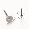316 Surgical Stainless Steel Stud Earring Settings STAS-K098-07-6mm-P-2