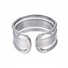 Non-Tarnish 304 Stainless Steel Triple Line Open Cuff Ring RJEW-T023-35P-2