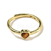 Heart Natural Tiger Eye Adjustable Rings RJEW-Q818-02G-02-3