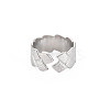 Non-Tarnish 304 Stainless Steel Grooved Open Cuff Ring for Women RJEW-S405-241P-2