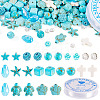 DIY Natural Lava Rock &  Synthetic Turquoise & Coral  Beads Bracelet/Necklaces Making Kits DIY-TA0012-54-1
