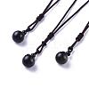 Natural Golden Sheen Obsidian Pendant Necklaces NJEW-P241-A01-1