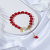 1Pc Round Natural Red Agate Beaded Bracelets BJEW-LP0002-28-3