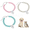 3Pcs 3 Colors Resin Imitation Pearl Beaded Pet Collar Necklaces NJEW-FG0001-20-1