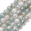 Electroplated Natural Agate Beads Strands G-B191-A07-8mm-14-2