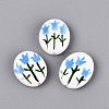 Hand Painted Tulip Flower Oval Porcelain Beads PORC-N012-11G-1