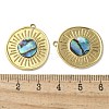 Flat Round 304 Stainless Steel Natural Paua Shell/White Shell Pendants Ion Plating(IP) STAS-U037-10G-01-3