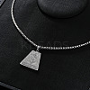 Brass Full Clear Cubic Zirconia Dollar Sign Trapezoid Pendant Box Chain Necklaces IF1636-1-1