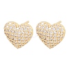 Brass Micro Pave Clear Cubic Zirconia Stud Earrings EJEW-G471-31G-02-4