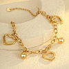304 Stainless Steel Charm Bracelets for Women BJEW-G750-02B-G-1