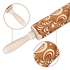 Phoenix Tail Flower Print Wood Rolling Pin WH-WG16496-01-3