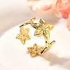 Flower 201 Stainless Steel Open Cuff Ring for Women LS-RJEW-A053-02F-G-1
