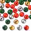 160Pcs 4 Colors Christmas Painted Natural Wood Round Beads WOOD-LS0001-01N-1