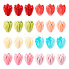 40Pcs 8 Colors Opaque Resin Flower Rose Beads RESI-TA0002-98-1
