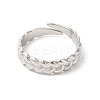 Non-Tarnish 304 Stainless Steel Twist Rope Shape Open Cuff Ring for Women RJEW-E063-31P-2