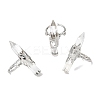 Natural Quartz Crystal & Brass Cuff Rings for Women RJEW-G374-01P-08-4