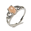Oval Natural Sunstone Adjustable Rings RJEW-Q818-01P-02B-2