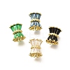 Rack Plating Column Brass Micro Pave Clear Cubic Zirconia European Beads KK-Q040-12G-1