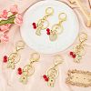 Brass Micro Pave Clear Cubic Zirconia Letter Pendant Keychain KEYC-SW00015-K-4