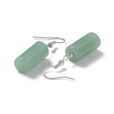 Natural Green Aventurine Cylindrical Dangle Earrings EJEW-D188-01P-08-1