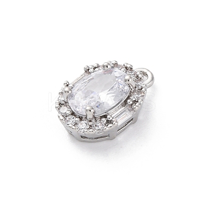 Brass Micro Pave Clear Cubic Zirconia Pendants KK-Z084-09P-01-1