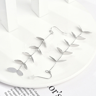 304 Stainless Steel Leaf Stud Earrings for Women EJEW-R008-02P-1