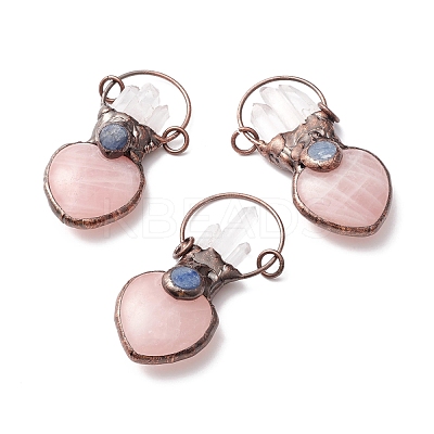 Natural Quartz Crystal and Rose Quartz Big Pendants G-M383-23R-1