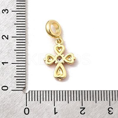 Brass Micro Pave Clear Cubic Zirconia European Dangle Charms KK-C113-13B-G-1