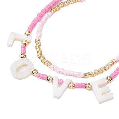 Adjustable Glass Seed Beaded Multi-strand Bracelets BJEW-MZ00137-1