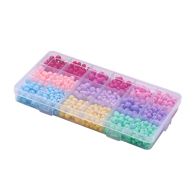 1035Pcs 18 Style Opaque Acrylic Beads MACR-FS0001-09-1