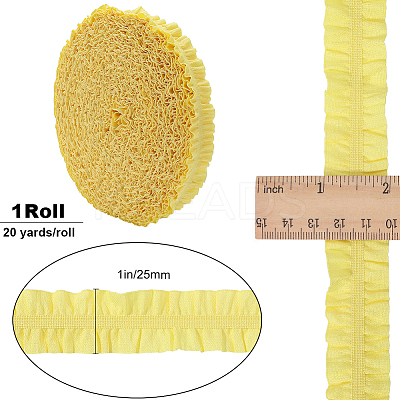 20 Yards Ruffled Polyester Elastic Lace Trim EW-WH0018-01A-1