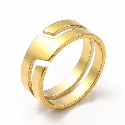 Ion Plating(IP) 304 Stainless Steel Cuff Ring for Women RJEW-B027-16G-1