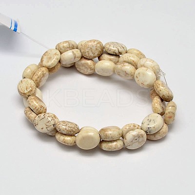 Flat Oval Natural Magnesite Beads Strands G-M138-33-1
