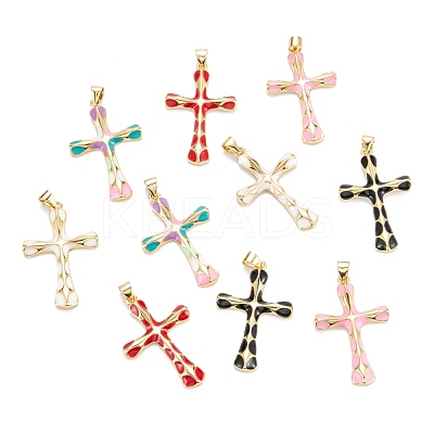 Brass Enamel Pendants KK-M220-06G-1
