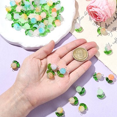 80Pcs 8 Colors Imitation Jelly Glass Beads Pendants PALLOY-CJ00082-1