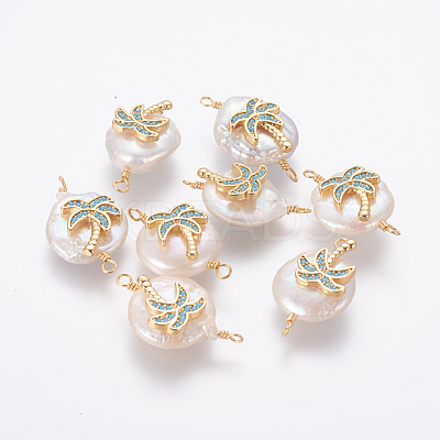 Natural Pearl Links connectors PEAR-F014-02G-D-1