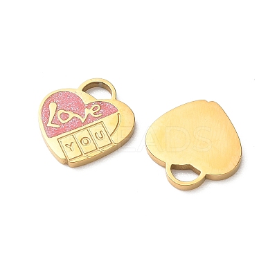 Valentine's Day 304 Stainless Steel Enamel Pendants STAS-B142-06G-1