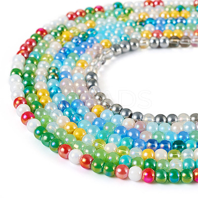 7 Strands 7 Colors Electroplate Glass Beads Strands GLAA-TA0001-72-1