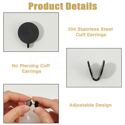 12Pcs 304 Stainless Steel Cuff Earrings EJEW-HS0001-28B-1