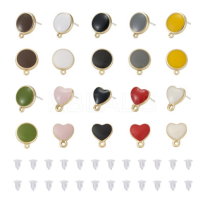 20Pcs 10 Style Alloy Enamel Stud Earring Findings FIND-EL0001-03-1