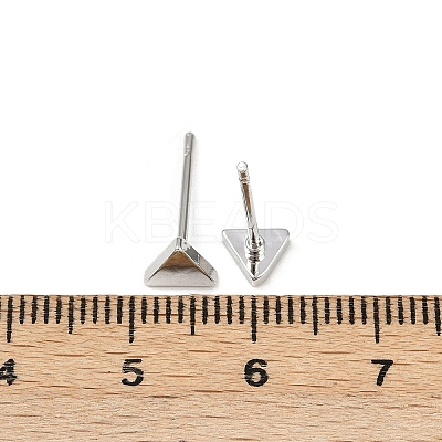 Brass Triangle Stud Earrings for Women EJEW-G441-06B-P-1