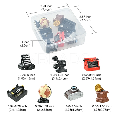 7Pcs 7 Style Retro Resin Display Decoration RESI-FS0001-47-1