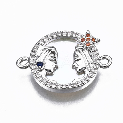 Brass Micro Pave Clear Cubic Zirconia Link Connectors ZIRC-S067-036P-NR-1