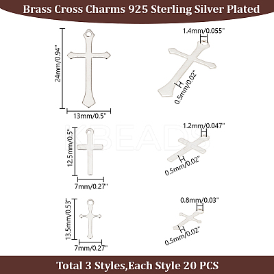 60Pcs 3 Styles Brass Pendants KK-HY0003-88S-1