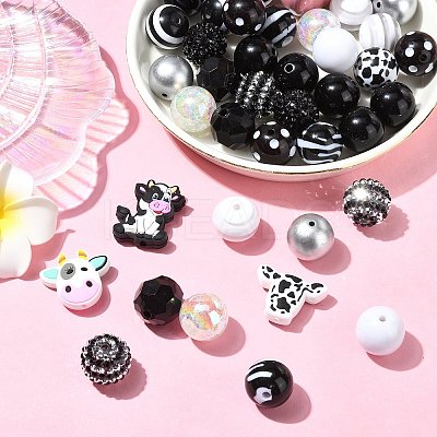 Cow Themed Silicone and  Acrylic and Resin Beads Sets DIY-CJ0002-44-1