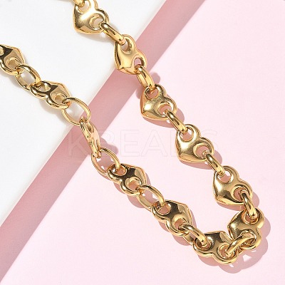 304 Stainless Steel Heart Links Chains Pendant Necklaces for Women NJEW-B150-02G-1