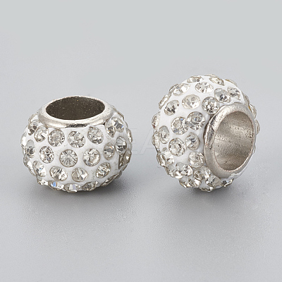 Handmade Alloy Polymer Clay Rhinestone Beads RB-S049-09-1
