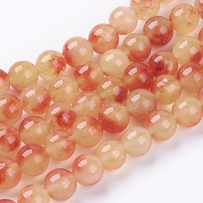 Two Tone Natural White Jade Bead Strands G-R165-10mm-02-1